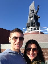 Erin and I in front of a war monument on the drive from Yuzhne to Odessa